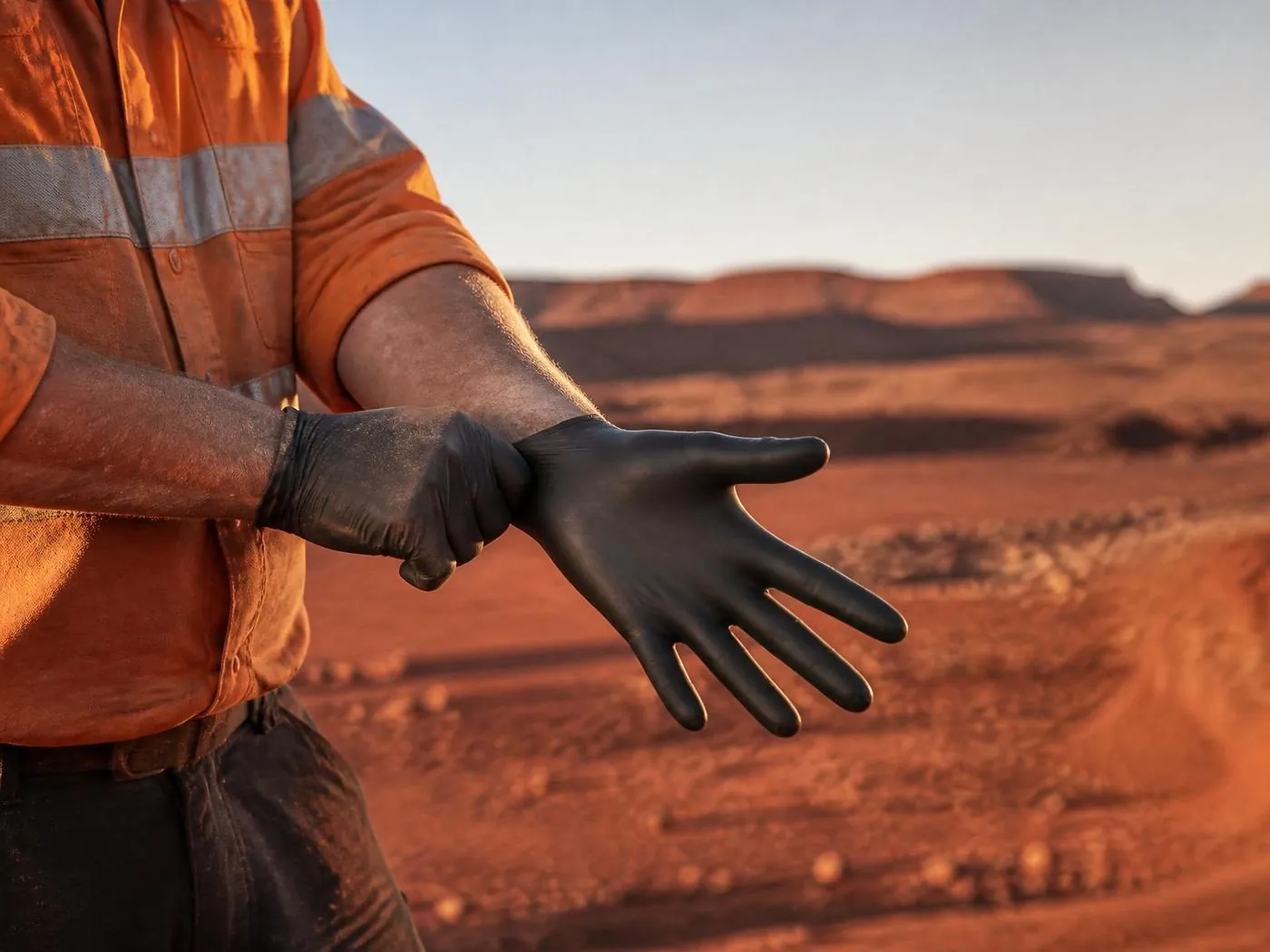 Mining & Resources work setting for RevoGlov microfilm gel gloves.